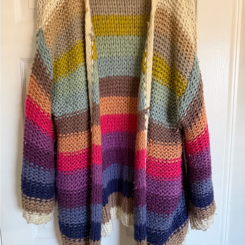 By Together Colorful Striped Knit Cardigan
